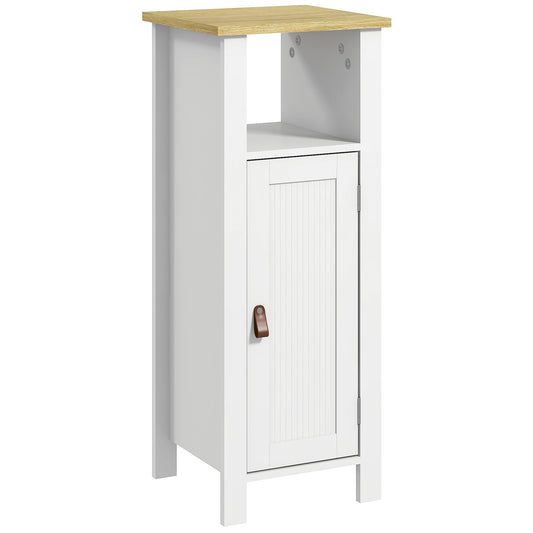 Slim Bathroom Storage Unit with Adjustable Shelf, White