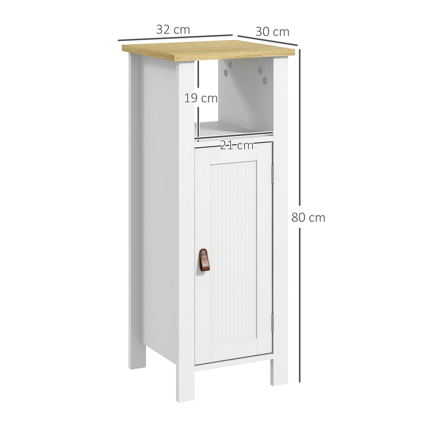 Slim Bathroom Storage Unit with Adjustable Shelf, White