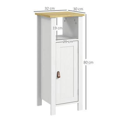 Slim Bathroom Storage Unit with Adjustable Shelf, White