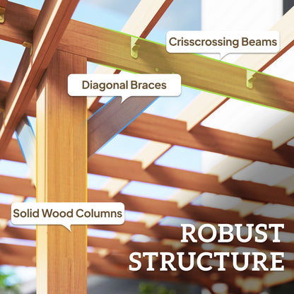 3.6 x 3.6m Graden Pergola Kit, Wooden Grape Trellis, Dark Brown