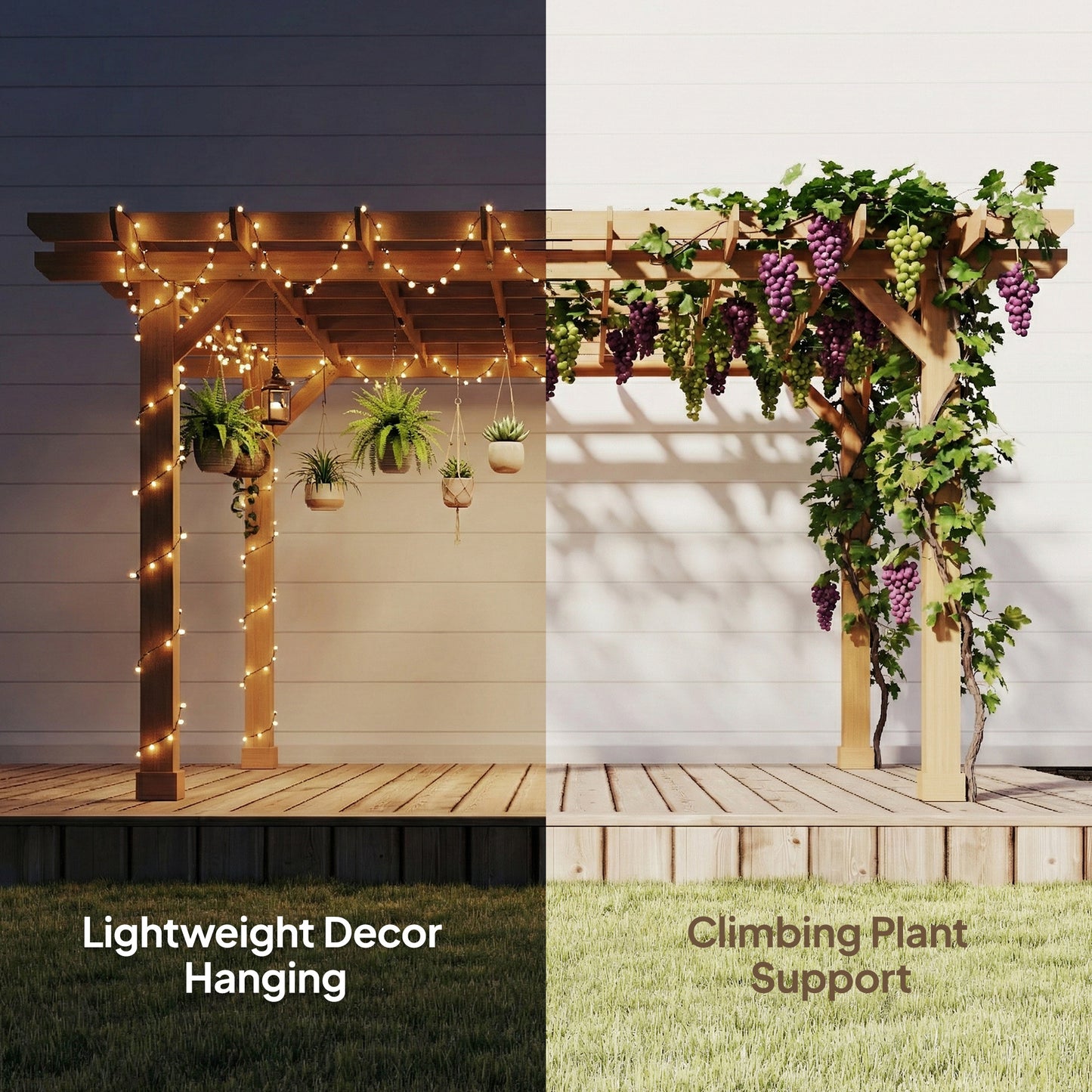 3.6 x 3.6m Graden Pergola Kit, Wooden Grape Trellis, Dark Brown