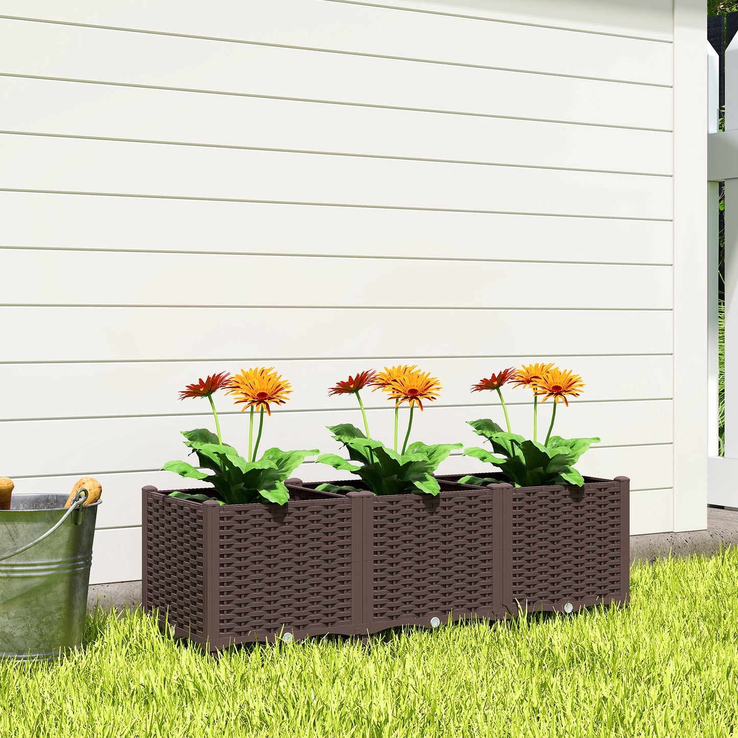 Plastic Raised Garden Bed with Legs and Drainage Holes and Plugs