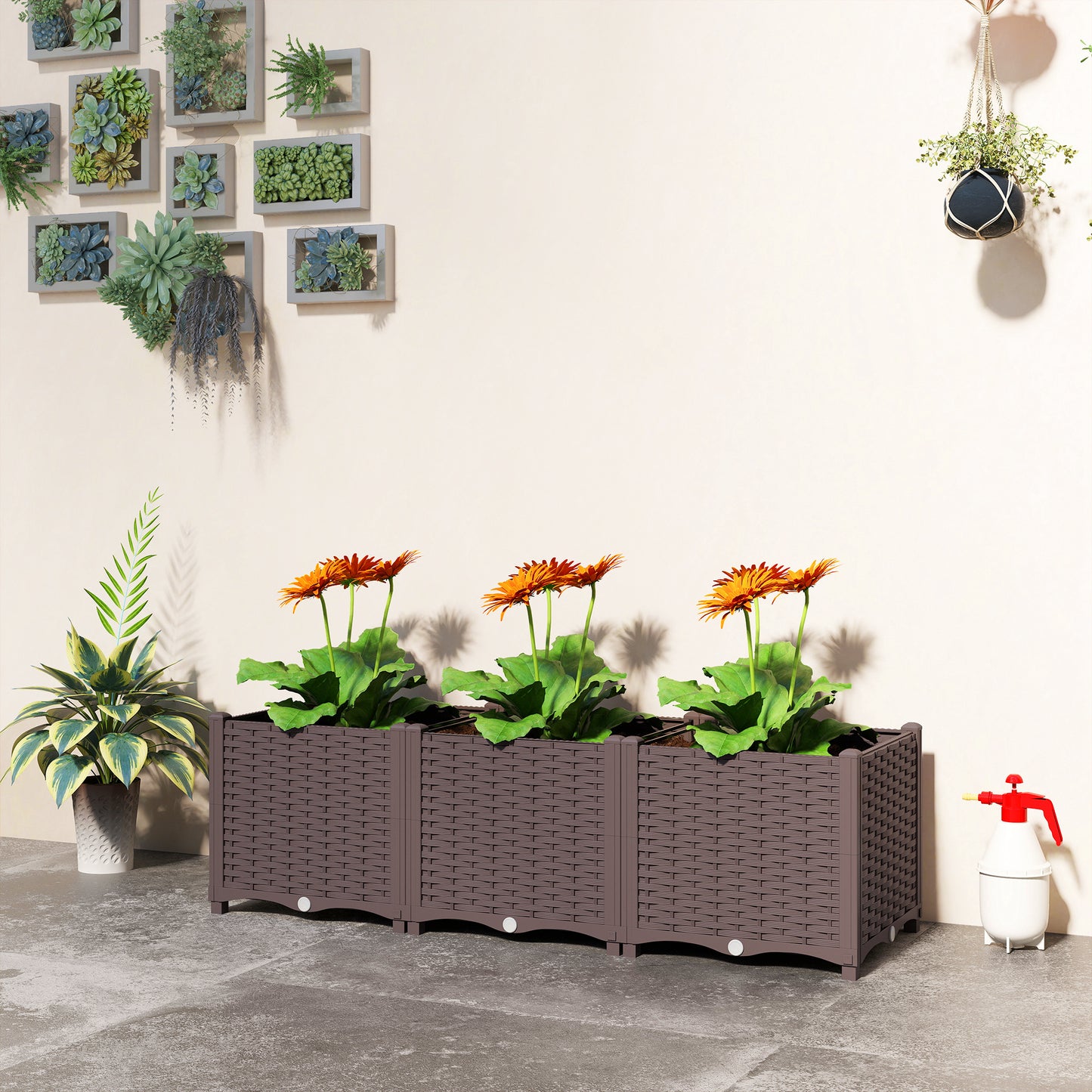 Plastic Raised Garden Bed with Legs and Drainage Holes and Plugs