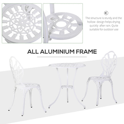 3 Piece Bistro Set, Aluminium Garden Furniture with Umbrella Hole