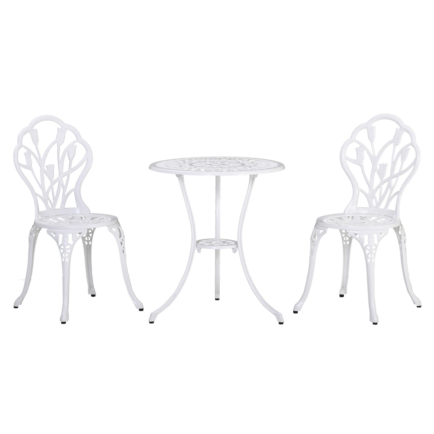 3 Piece Bistro Set, Aluminium Garden Furniture with Umbrella Hole