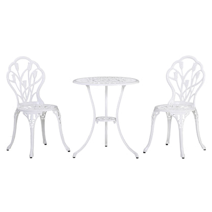 3 Piece Bistro Set, Aluminium Garden Furniture with Umbrella Hole