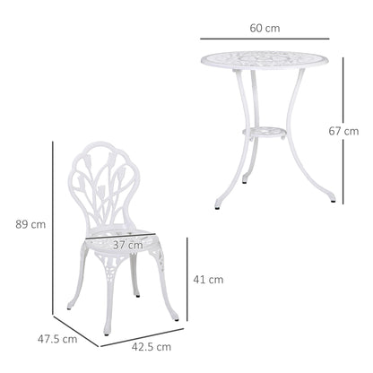 3 Piece Bistro Set, Aluminium Garden Furniture with Umbrella Hole