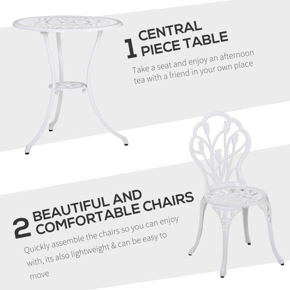 3 Piece Bistro Set, Aluminium Garden Furniture with Umbrella Hole