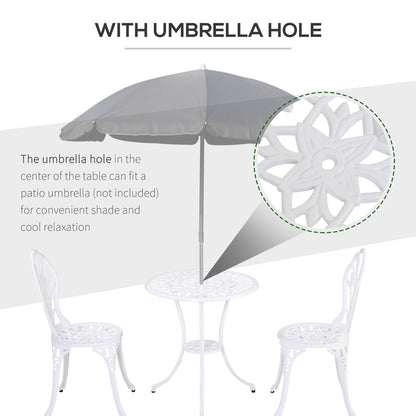3 Piece Bistro Set, Aluminium Garden Furniture with Umbrella Hole