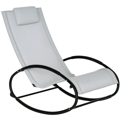 Patio Rocking Chair Orbital Zero Gravity Seat Pool Chaise w/ Pillow