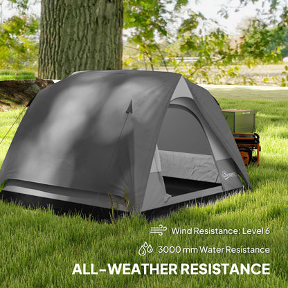 3-4 Person Camping Tent, Waterproof Tent, Dark Grey