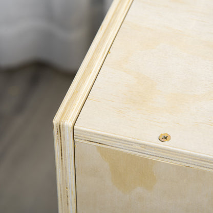 3-in-1 Wooden Plyo Box, Plyometric Jump Box with Handle Openings for Home Gym, Workout Training, 12" x 14" x 16", Natural