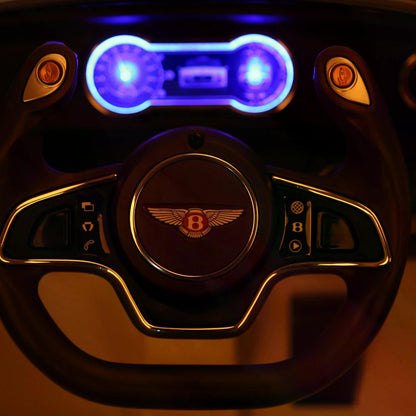 HOMCOM Compatible 12V Kids Children Electric Ride-on Car Bentley GT Twin Motors with LED Lights Music Parental Remote Control White