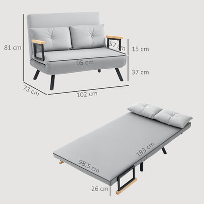 Click Clack 2 Seater Sofa Bed for Living Room, Guest Room, Light Grey