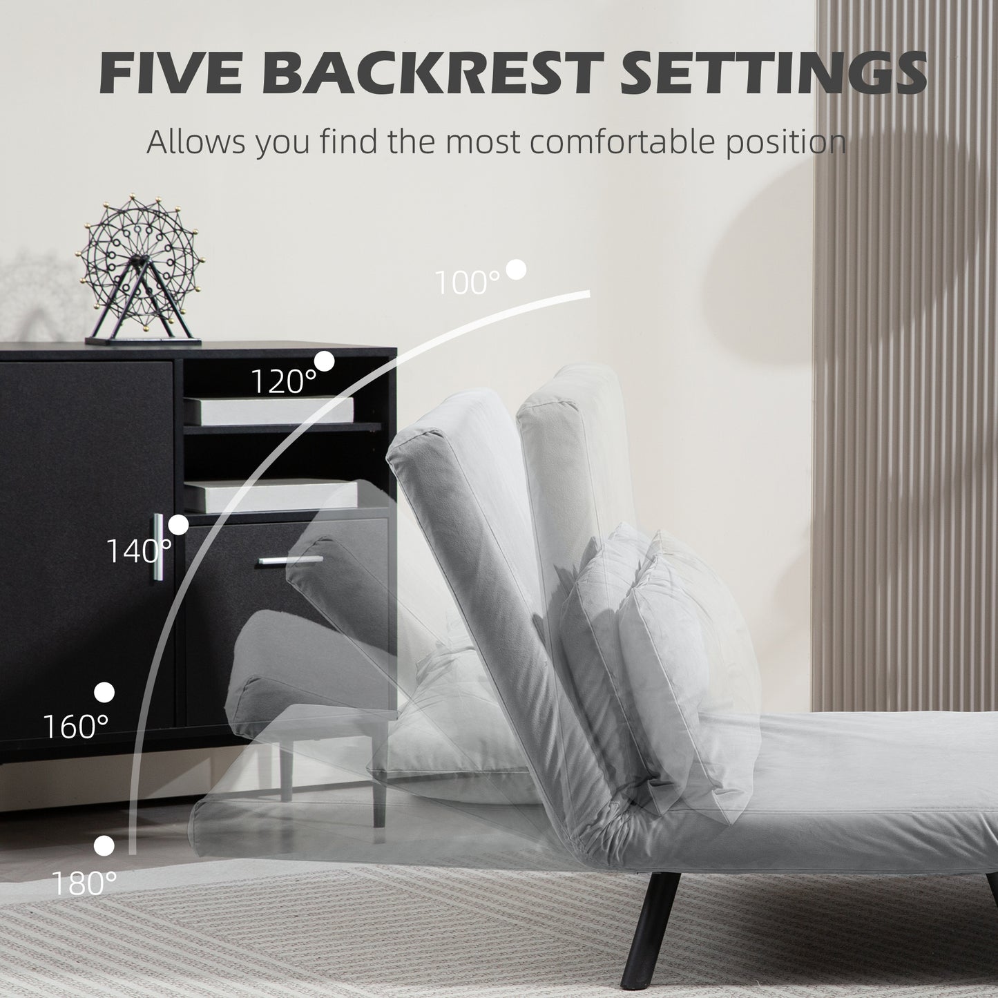 Click Clack 2 Seater Sofa Bed for Living Room, Guest Room, Light Grey