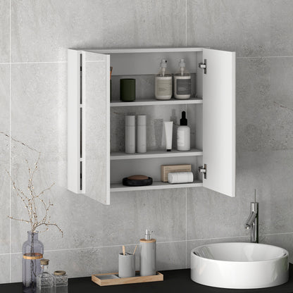 Bathroom Mirror Cabinet Wall Mounted, 60 x 15 x 60 cm, White