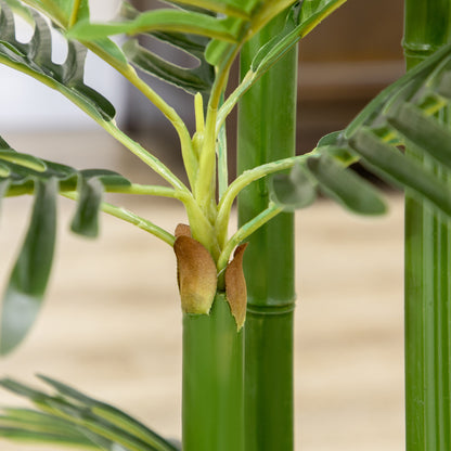 Artificial Plant Tropical Palm in Pot, Fake Plants for Home Indoor Outdoor Decor, 15x15x140cm