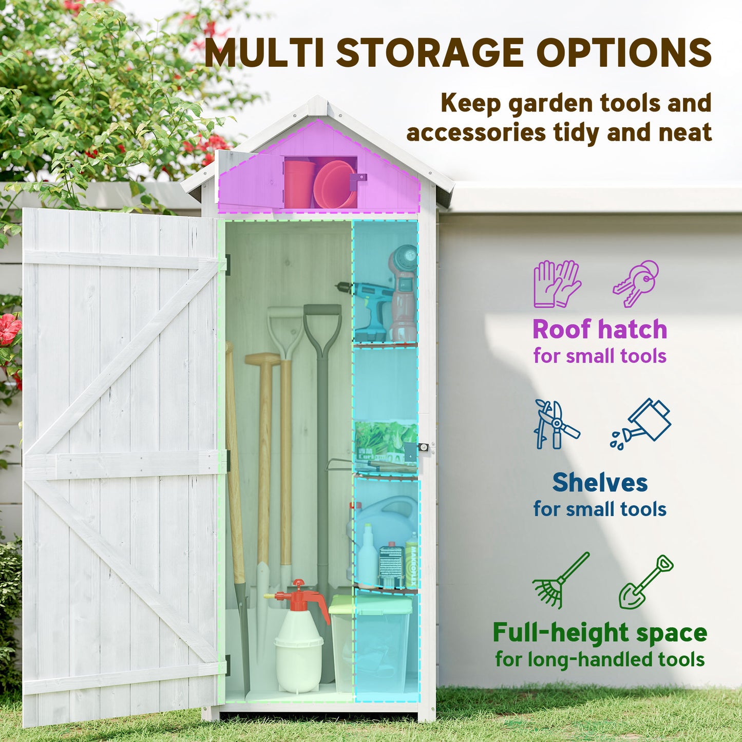 Wooden Garden Storage Shed Tool Storage Box, Light Grey