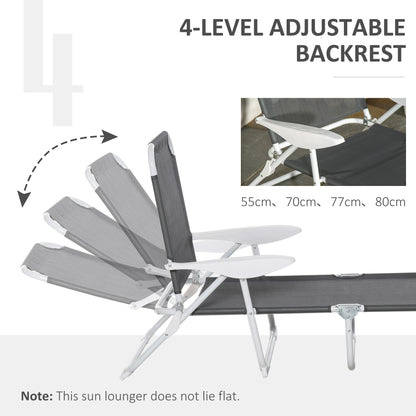 Folding Sun Lounger Garden Reclining Lounge Chair 4-Level Backrest