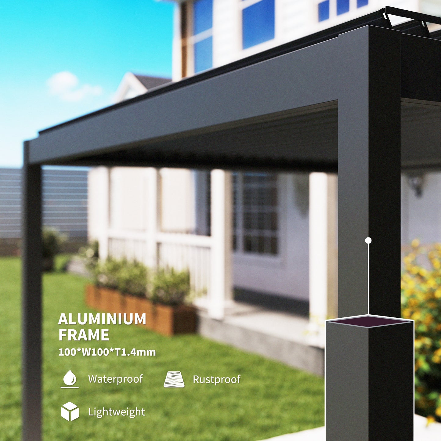 3 x 3(m) Electric Louvered Pergola Aluminium Pergola w/ LED Light