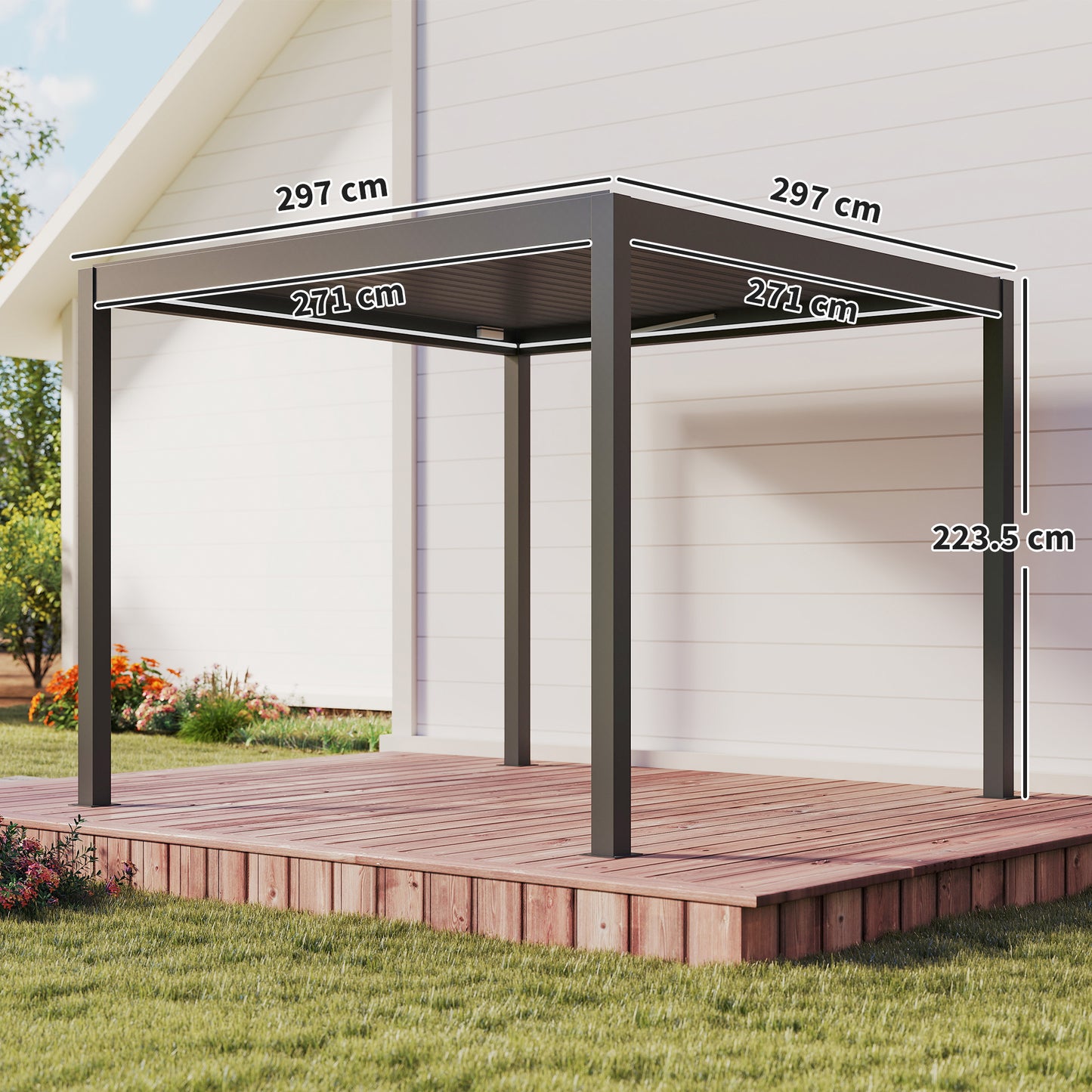 3 x 3(m) Electric Louvered Pergola Aluminium Pergola w/ LED Light