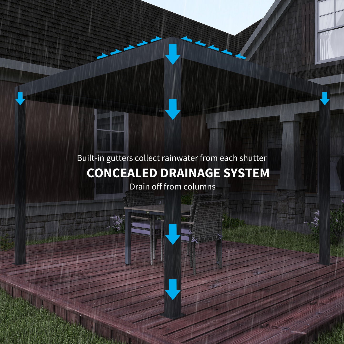 3 x 3(m) Electric Louvered Pergola Aluminium Pergola w/ LED Light
