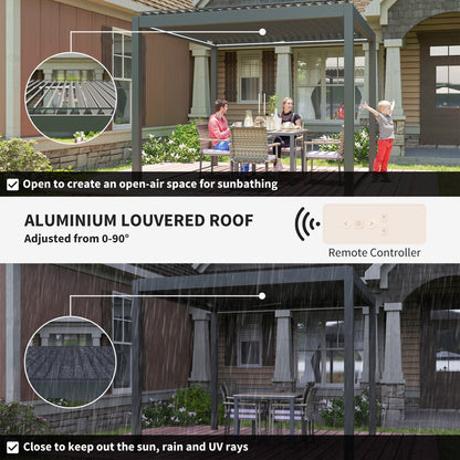 3 x 3(m) Electric Louvered Pergola Aluminium Pergola w/ LED Light