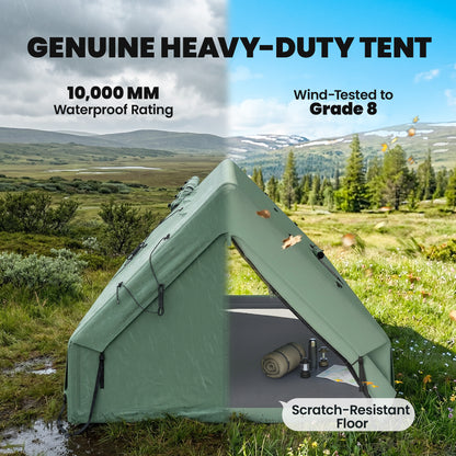 Inflatable Tent, 4 Season Hot Tent 10000mm Waterproof, Green