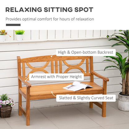 2-Seater Chair, Wooden Garden Bench, Outdoor Patio Loveseat for Yard, Lawn, Porch, Natural