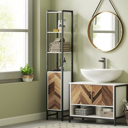 Tall Bathroom Storage Cabinet with 3 Shelves, 30 x 30 x 170 cm, White