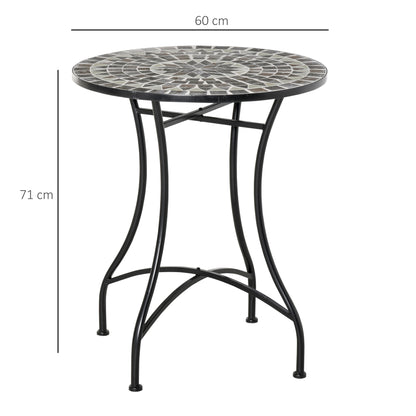Mosaic Side Table Bistro Coffee Table for Garden Patio Balcony Grey