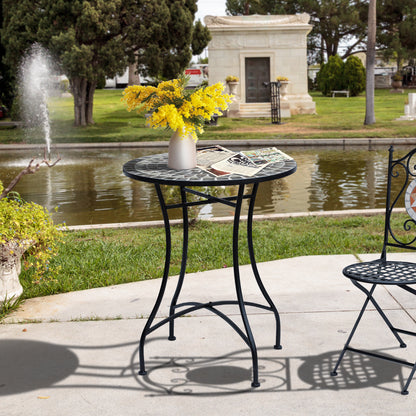 Mosaic Side Table Bistro Coffee Table for Garden Patio Balcony Grey