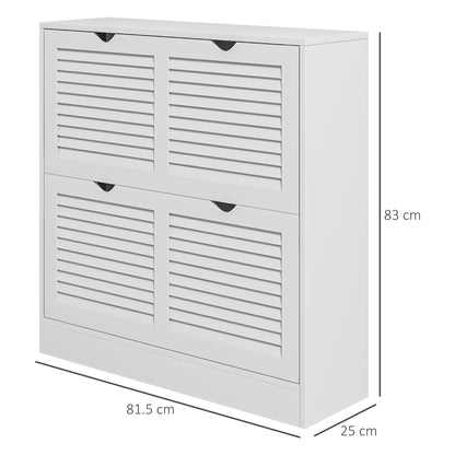 Slim Shoe Storage Cabinet with 2 Flip Drawers for Entryway, White