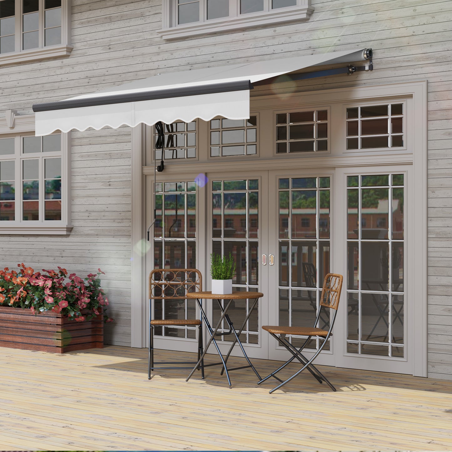 2.5 x 2m Electric Retractable Awning w/ Aluminium Frame Light Grey