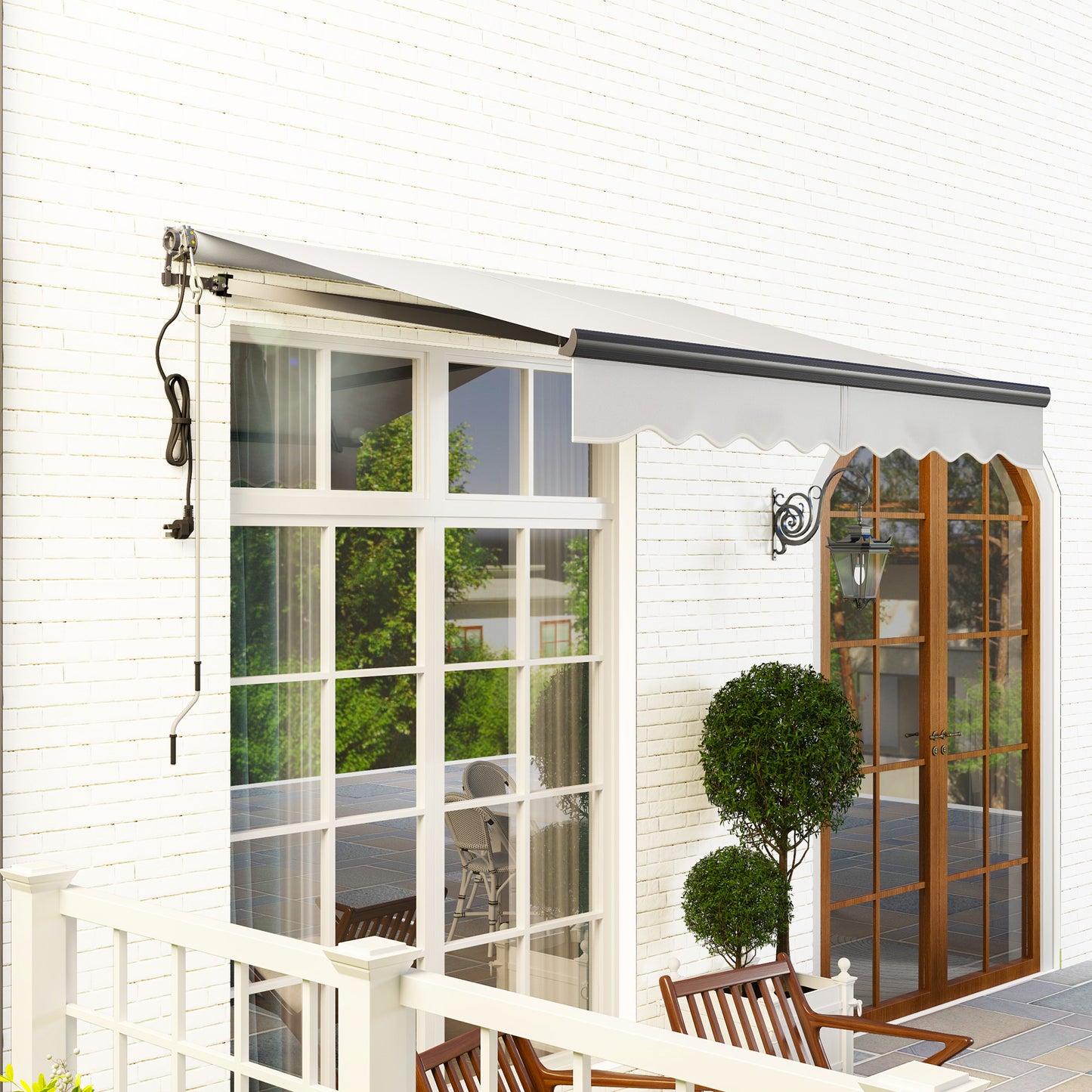 2.5 x 2m Electric Retractable Awning w/ Aluminium Frame Light Grey