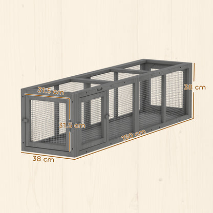 Outdoor Cat Tunnel, Wooden Extendable Pet Run, for Kitty, Puppy, Grey