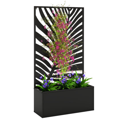 Metal Raised Garden Bed with Trellis, Outdoor Elevated Planter Box
