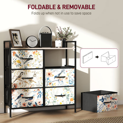 6-Drawer Chest of Drawers, Fabric Dresser, White