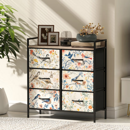 6-Drawer Chest of Drawers, Fabric Dresser, White