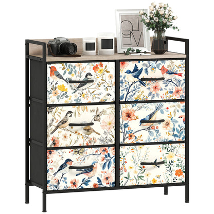 6-Drawer Chest of Drawers, Fabric Dresser, White