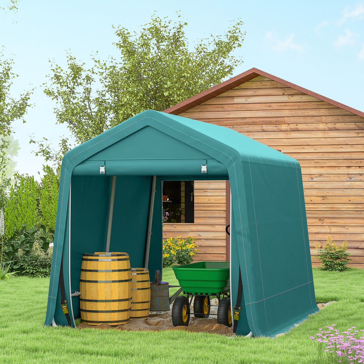 Outdoor Garden Storage Shed Waterproof Bike Tent  w/ Zipper Doors