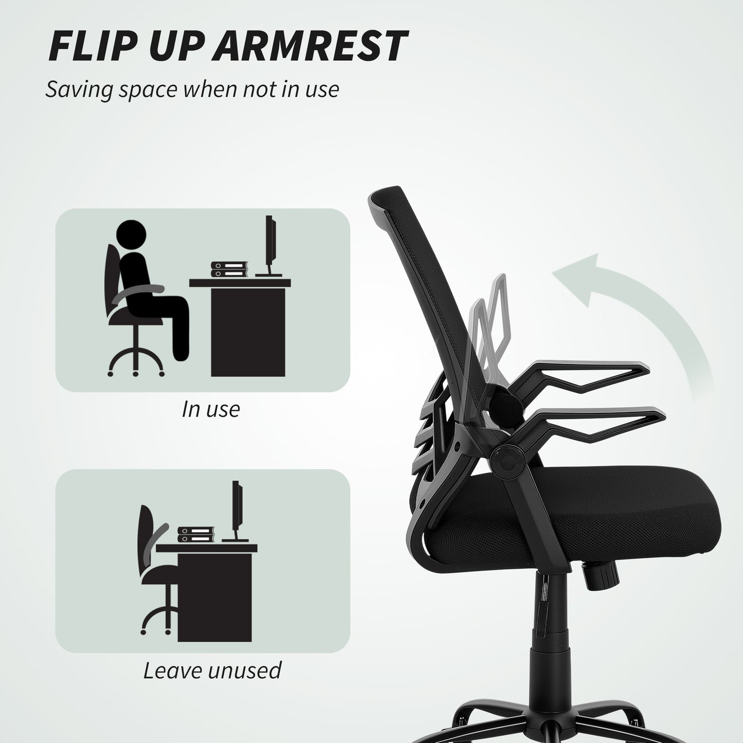 Mesh Swivel Office Chair Task Computer Chair w/ Lumbar Support, Black