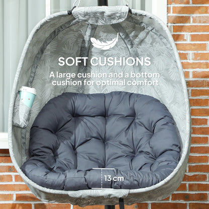 Hanging Egg Chair Outdoor Indoor Swing Chair, Folding Basket, Grey