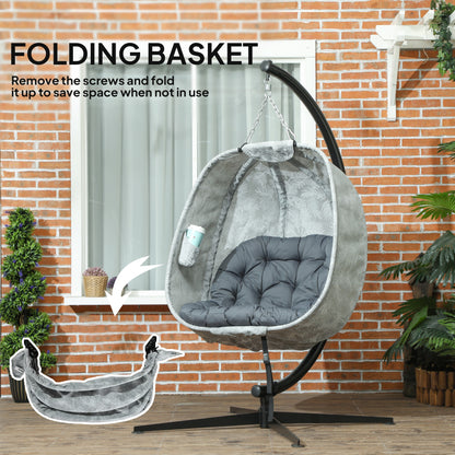 Hanging Egg Chair Outdoor Indoor Swing Chair, Folding Basket, Grey