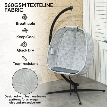 Hanging Egg Chair Outdoor Indoor Swing Chair, Folding Basket, Grey