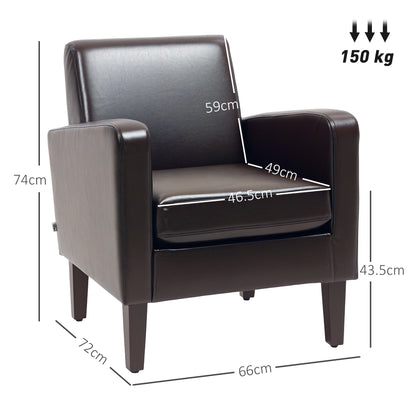 Armchair Accent Chair with Eucalyptus Wood Legs for Bedroom Brown