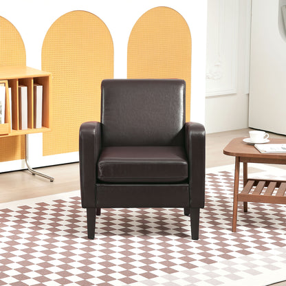 Armchair Accent Chair with Eucalyptus Wood Legs for Bedroom Brown