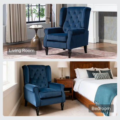 Accent Armchair Home Furniture Retro Tufted Club Fabric Dark Blue