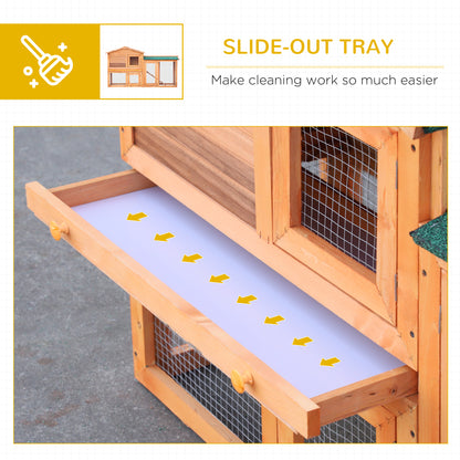 Wooden Rabbit Hutch and Run Guinea Pig Hutch Outdoor Bunny Cage Pull Out Tray Small Animal House 145 x 45 x 85 cm
