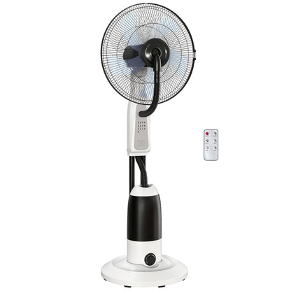 18" Pedestal Fan with Water Mist Spray Standing Fan, 2.8L Tank, White